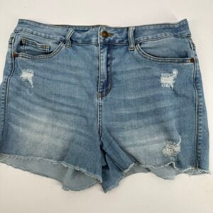 Judy Blue Womens Denim Shorts Distressed Raw Hem Cutoff Light Wash XL JB150059